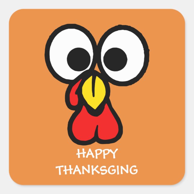 Sticker Carré Drôle Turquie face Bon thanksgiving (Devant)