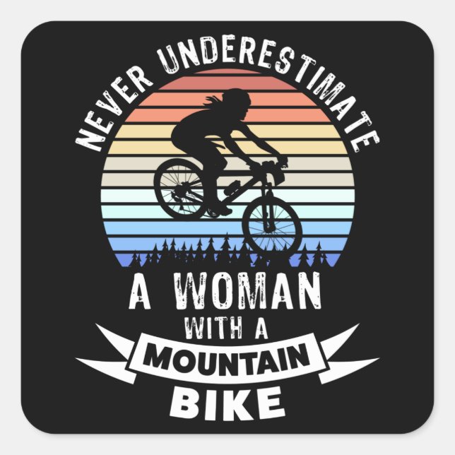Sticker Carré Drôle VTT cadeau pour femmes (Devant)