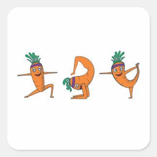 Sticker Carré Drôle Yoga Pose Carotte