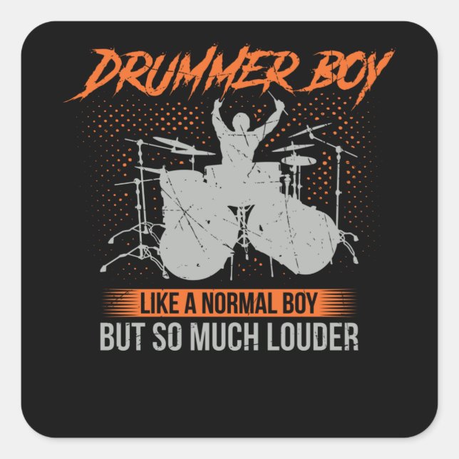 Sticker Carré Drummer Boy | Drums Drummer Cadeau (Devant)