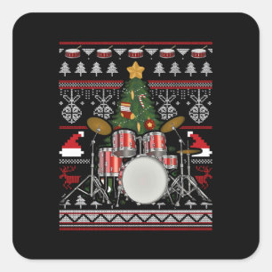 Sticker Carré Drummer instrument de musique mauvais Noël