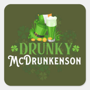 Sticker Carré Drunky McDrunkerson St. Patrick's Day