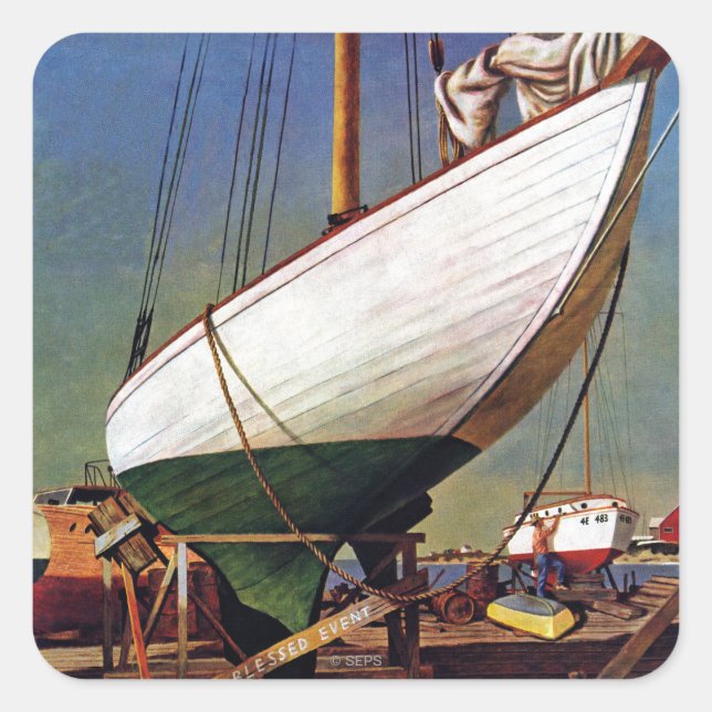 Sticker Carré Dry Dock par John Atherton (Devant)