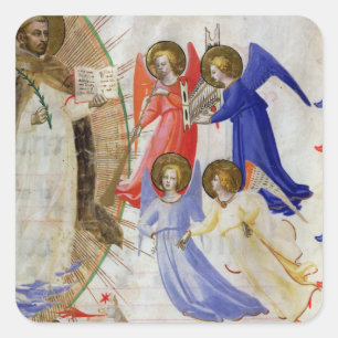 Sticker Carré ds 558 f.67v St. Dominic avec quatre anges musicau