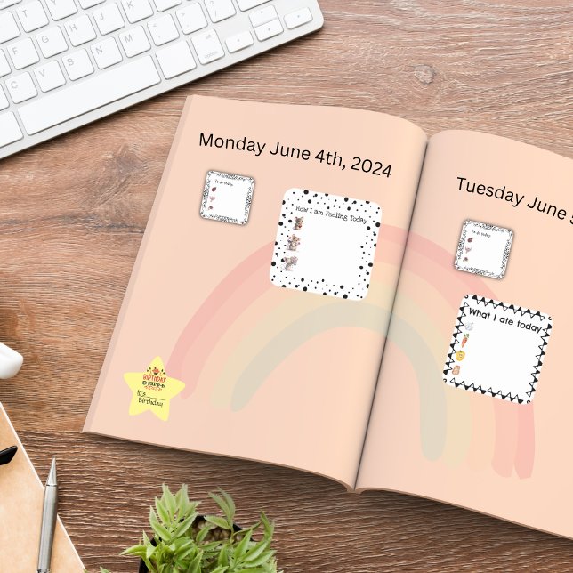 Sticker Carré du Journal de santé alimentaire (Add there fun list Stickers to any Journal, Planner, or Calendar)