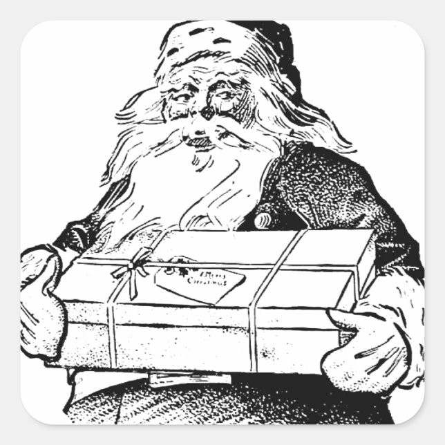 STICKER CARRÉ du Père Noël ENVELOPPE (Devant)