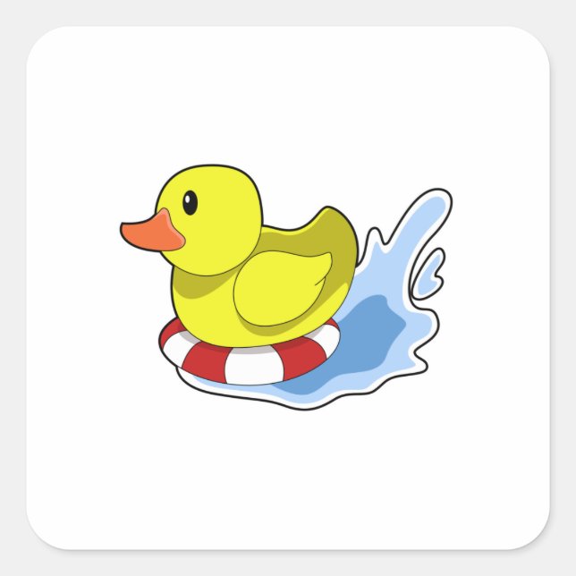 Sticker Carré Duck with Swim ring à Water.PNG (Devant)