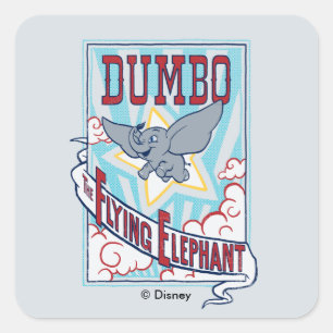 Sticker Carré Dumbo   "L'éléphant volant" Circus Art