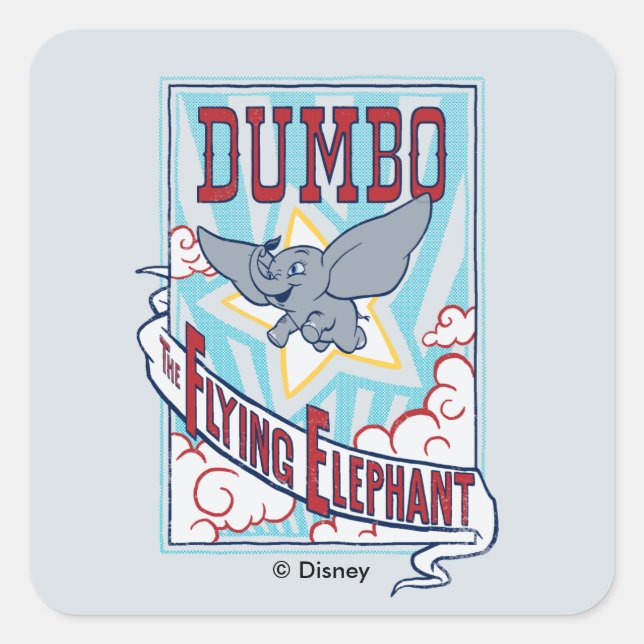 Sticker Carré Dumbo | "L'éléphant volant" Circus Art (Devant)