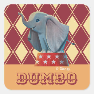 Sticker Carré Dumbo  Podium Smiling Atop Circus