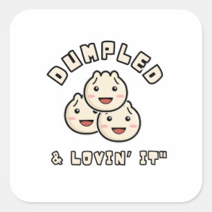 Sticker Carré Dumpled & Lovin' It - Kawaii Dumpling Fun