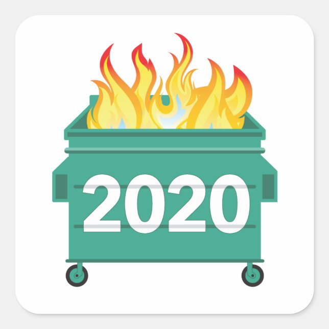Sticker Carré Dumpster Fire 2020 drôle (Devant)