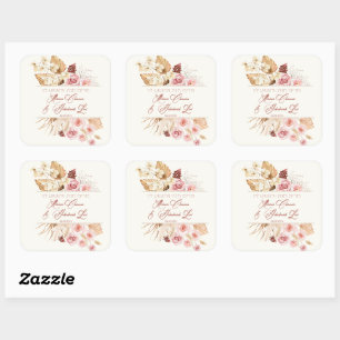 Sticker Carré Dust & Terracotta Boho Juif Hébreu Chuppah