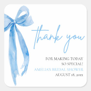 Sticker Carré Dusty Blue Bow Elle Attache le Nœud Shower de Mari