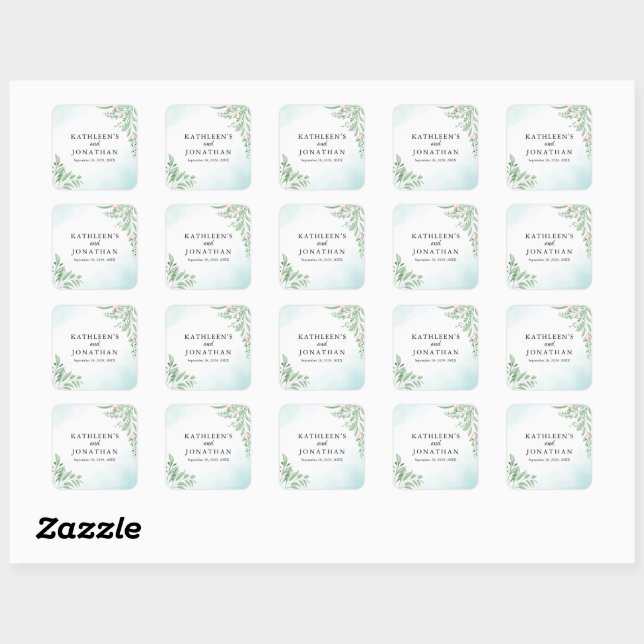 Sticker Carré Dusty Blue Eucalyptus Vert Mariage Succulent (Feuille)