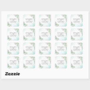Sticker Carré Dusty Blue Eucalyptus Vert Mariage Succulent