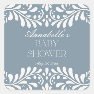 Sticker Carré Dusty Blue Talavera Espagne Fiesta Boy Baby shower