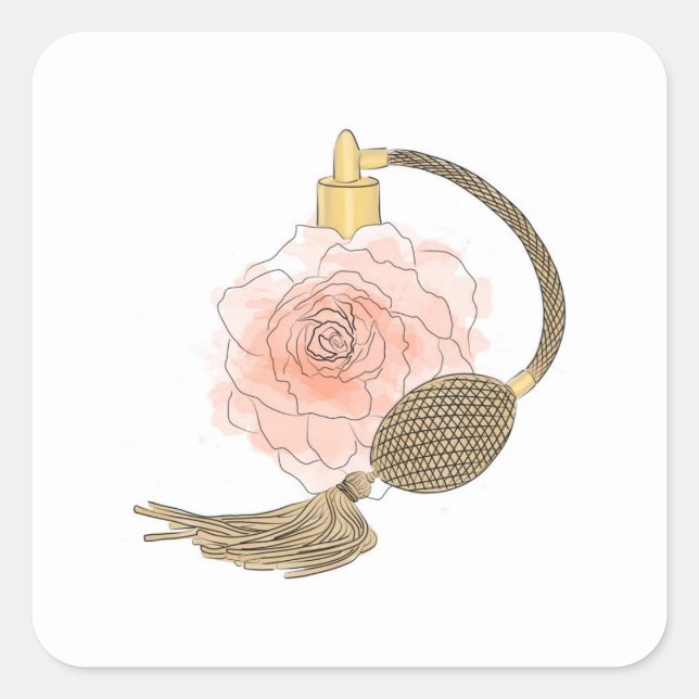 Sticker Carré Dusty Orange Rose Parfum (Devant)