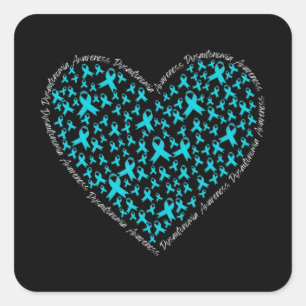 Sticker Carré Dysautonomia Awareness, Teal Ribbon POTS Warrior T