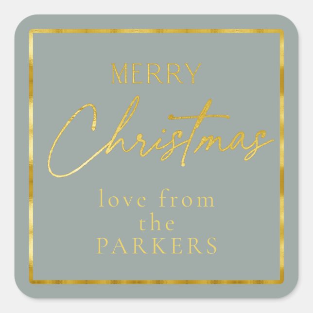 Sticker Carré Earth Tones Green Gold Joyeux Noël ID1009 (Devant)