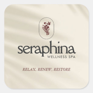 Sticker Carré Earthy Elegance Logo Beauté, Spa, Boutique Ivoire
