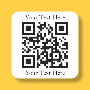 Sticker Carré Easily Upload Your Own QR Code & Add Text