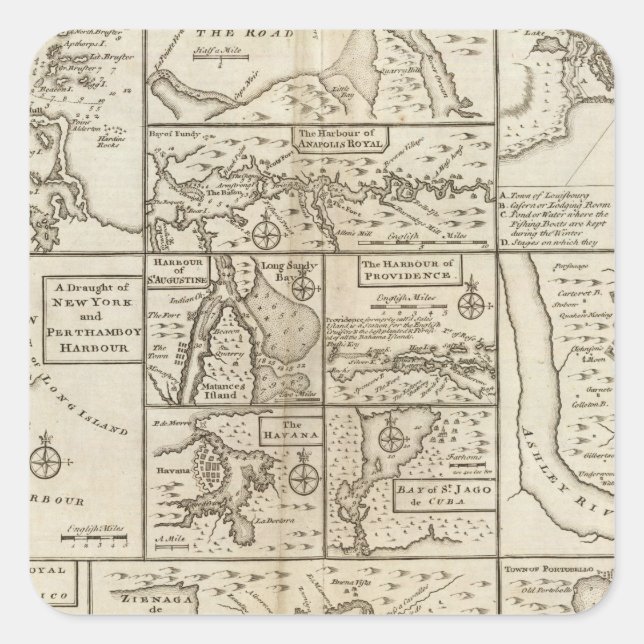 Sticker Carré East Coast, États-Unis (Devant)