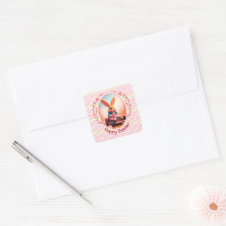 Sticker Carré Easter Bunny Cute 