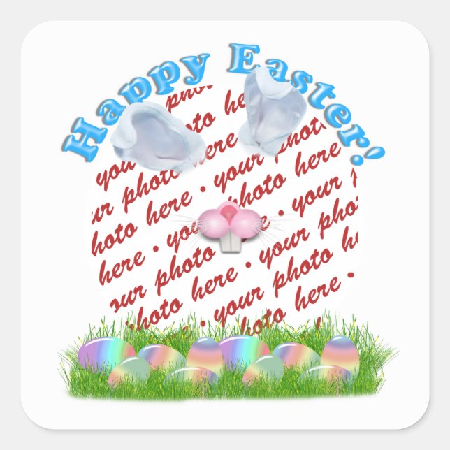 Sticker Carré Easter Bunny (Ears & Nose Adjustable) Photo Frame (Devant)
