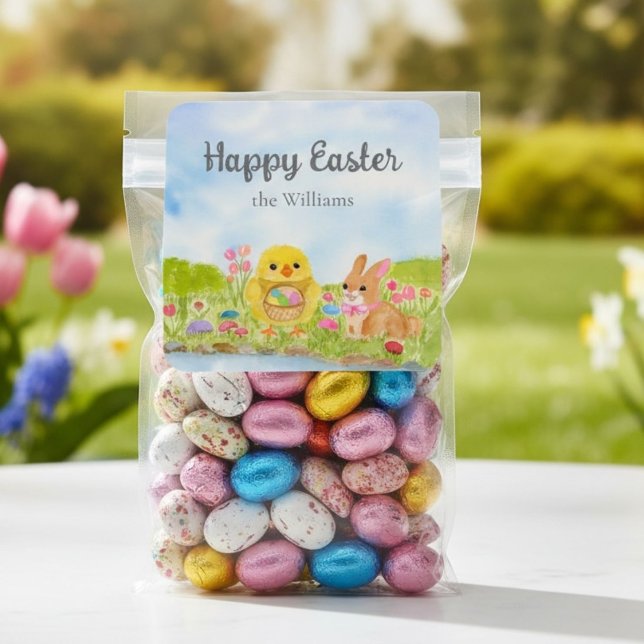 Sticker Carré  Easter Egg Brunch Chick Easter Bunny Party (Créateur téléchargé)