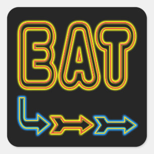 Sticker Carré Eat Retro Neon Restaurant Sign Art
