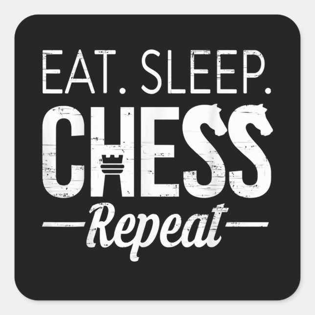 Sticker Carré Eat Sleep Chess Joueur Répéter Planche Jeu Garçon  (Devant)