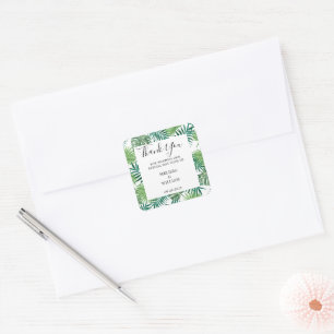 Sticker Carré Eau verte moderne tropicale feuille mariage