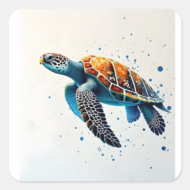 Sticker Carré Eaux calmes : Célébrez les tortues marines avec l' (Devant)