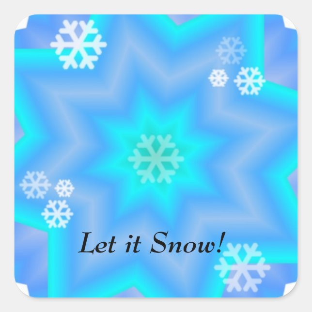 Sticker Carré Éblouissant Snowflakes (Devant)