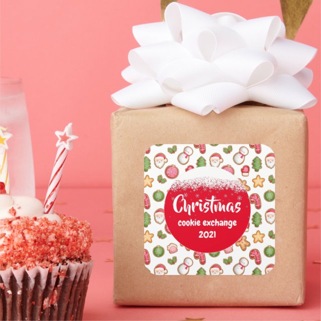 Sticker Carré Échange de cookies de Noël (Fête)