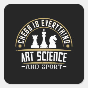 Sticker Carré Échecs - Échecs est Art Science et Sport