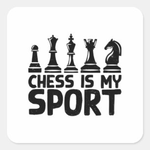 Sticker Carré Échecs - Échecs Est Mon Sport