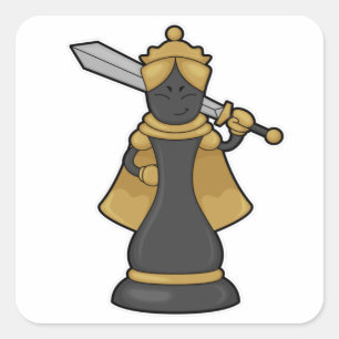 Sticker Carré Échecs Queen au jeu d'échecs avec épée