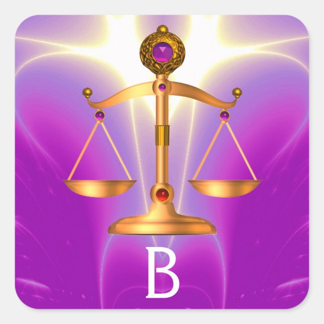 STICKER CARRÉ ÉCHELLES D'OR DE LA LOI AVEC GEM STONES MONOGRAM (Devant)