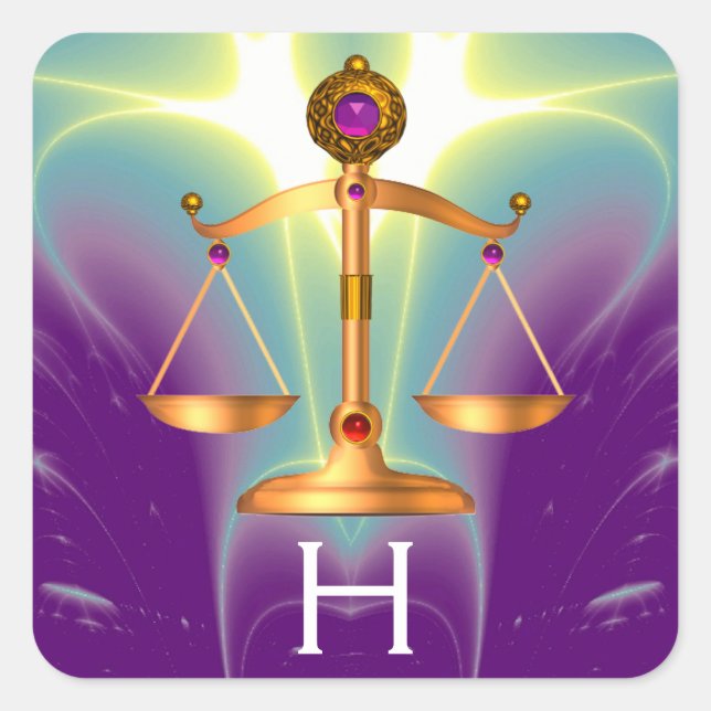 STICKER CARRÉ ÉCHELLES D'OR DE LA LOI AVEC GEM STONES MONOGRAM (Devant)