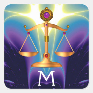 STICKER CARRÉ ÉCHELLES D'OR DE LA LOI AVEC GEM STONES MONOGRAM