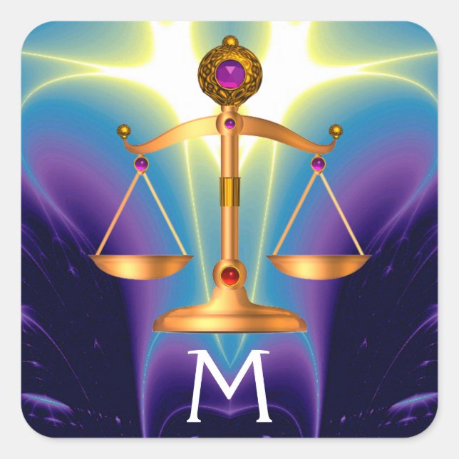 STICKER CARRÉ ÉCHELLES D'OR DE LA LOI AVEC GEM STONES MONOGRAM (Devant)