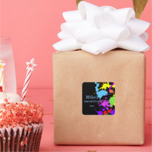 Sticker Carré Éclaboussure de peinture néon colorée