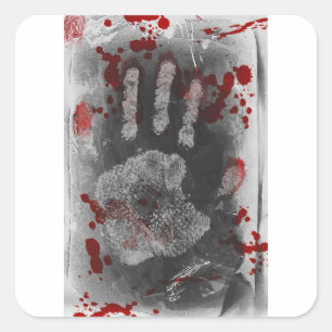 Sticker Carré Éclaboussure Handprint de sang