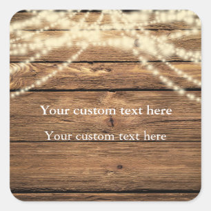 Sticker Carré Éclairage à cordes sur bois rustique élégant Stick