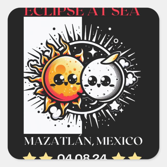 Sticker Carré Éclipse en mer Mazatlán, Mexique Total Éclips sola (Devant)