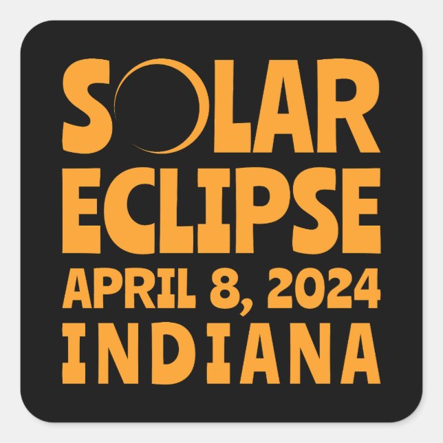 Sticker Carré Éclipse solaire 2024 Indiana (Devant)