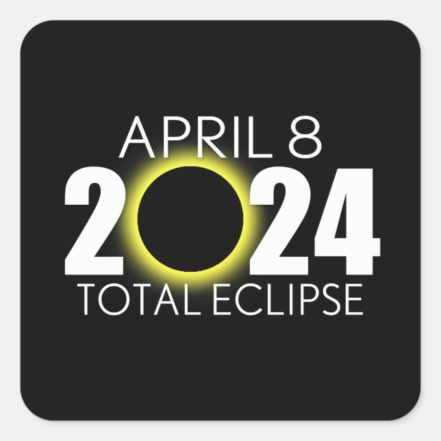Sticker Carré Éclipse solaire totale - 8 avril 2024 - Design noi (Devant)