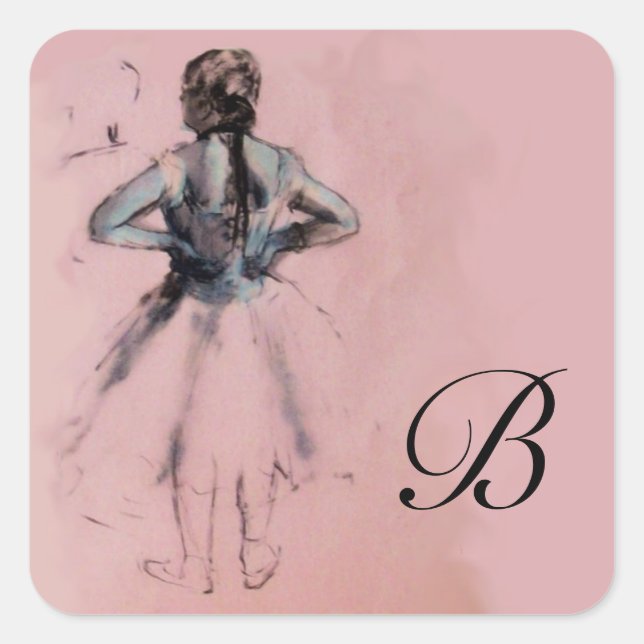STICKER CARRÉ ÉCOLE DE DANSE / BALLERINA PINK BALLET DANSEUR (Devant)